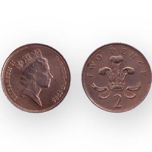 United Kingdom two pence 1986 Original ELIZABETH II  2 Pence  / Free Shipping